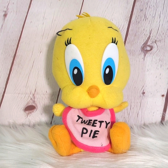 Vintage 90s Nanco Baby Looney Tunes Tweety Bird Tweety Pie Bib Plush Stuffed Toy - Picture 2 of 14